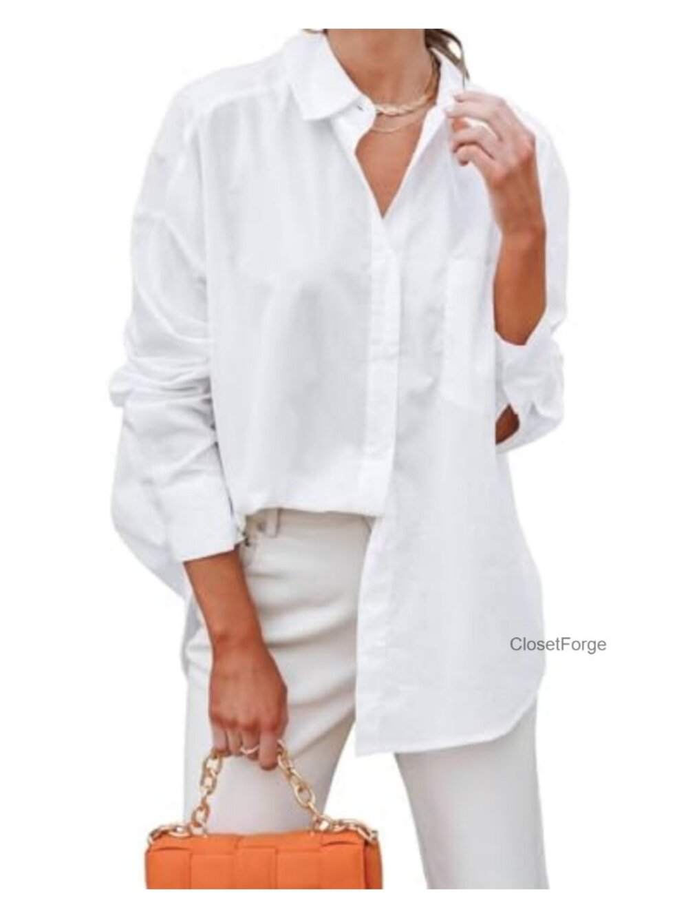 Women's Cotton Long Sleeve Button Down Shirt Relaxed Fit Blouse